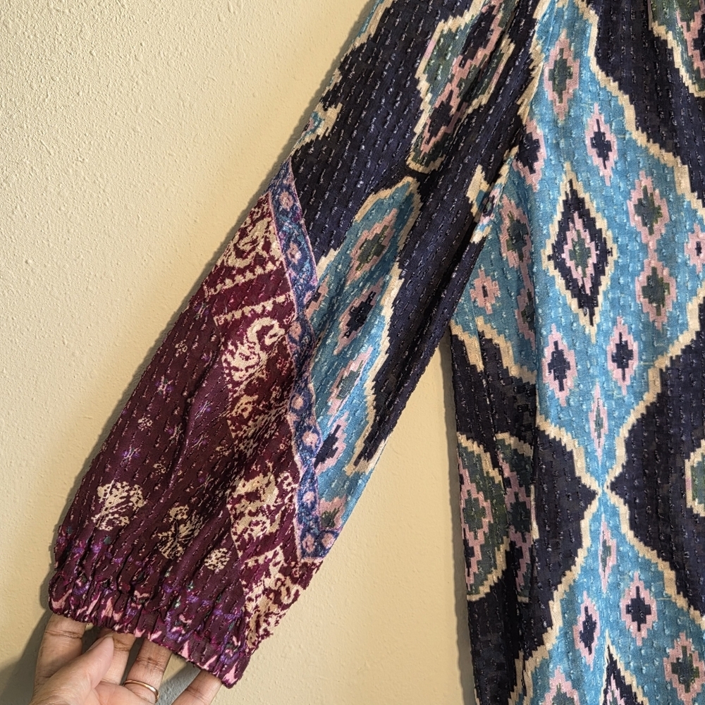 ba&sh Mad Graphic Printed Boho Blouse ASO Ginny & Georgia Sz 4 - Picture 5 of 15